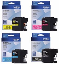 Genuine Brother LC103 Ink Set Black, Cyan, Magenta, Yellow LC103XL picture