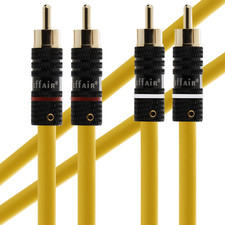 Pair HiFi Silver Plated Audio RCA Cables Extend Signal Wire Interconnect Plugs picture