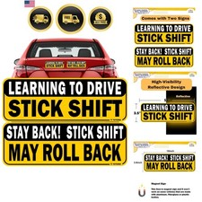 Learning to Drive Stick Shift Stay Back May Roll Back Car Magnet - Reflective... picture
