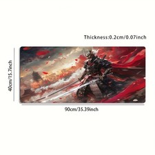 1pc Large Samurai & Ninja Themed Gaming Mouse Pad - Non-Slip Rubber Base, Extr picture