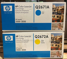 Set of Genuine HP LaserJet Q2671A Cyan + Q2672A Yellow Toners for 3500/3550 picture