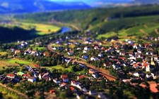 Landscape tilt shift town railway river art Custom Gaming Mat Desk picture