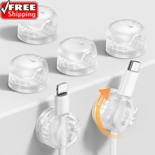6Pack Clear Rotatable Cord Organizer, [1S Lock] Spring Cable Clips | Phone Charg picture