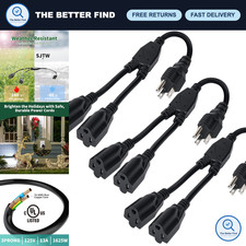3-Prong Y Splitter Power Extension Cord 1FT, 3-Pack, Heavy Duty 16AWG, Weatherpr picture