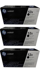 3 Genuine SEALED HP 53X Toner Cartridges Black Boxes Q7553X ** BOX DAMAGE ** picture