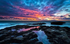 Landscape sea sunset clouds nature low Custom Gaming Mat Desk picture