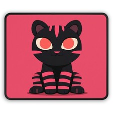 Cute Pink Striped Cat Gaming Mouse Pad | Cute Cat Mousepad picture