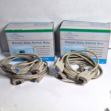 Vintage DB9 2-Way AB Manual Data Switch Box DW-9AB with 2 Serial Cables & Box picture