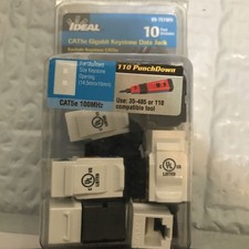 IDEAL 89-751WH CAT5e Gigabit Keystone Data Jack (10 PACK) NEW. picture