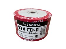 100 Ridata Brand 52X Blank CD-R CDR White Inkjet HUB Printable Disc 700MB picture
