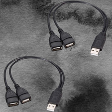 USB 2.0 A Male To 2 Dual USB Female Jack Y Splitter Hub Power Cord Adapter Cable picture