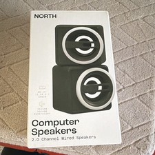 NORTH 2.0 Channel Wired Computer Speakers Inline Volume Controller Black 2.5W picture