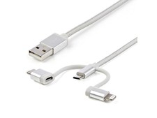 StarTech 6ft (1.8m) USB Multi-Charging Cable, USB-A to Lightning/USB-C/Micro-USB picture