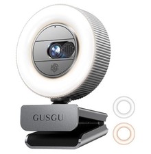 2K QHD Webcam with Microphone and Ring Light, G910 Web Camera Privacy Cover picture