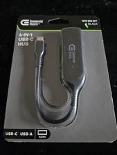 Commercial Electric 4-in-1 Type-C Hub USB-C to USB-A HDMI Black 1010 996 877 picture