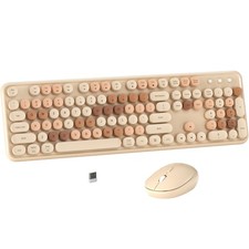 MPTOG Colorful Wireless Computer Keyboard and Mouse Combo with Round Typewrit... picture