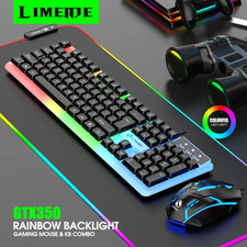 Rainbow LED Gaming Keyboard and Mouse Set Multi-Colored Backlight Mouse picture