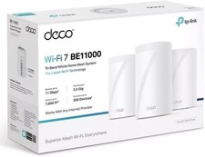 TP-Link Deco BE11000 Wi-Fi 7 Tri-Band Mesh Router System 3-Pack, 11Gbps Sealed picture