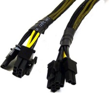 AYA 11-Inch 18AWG PCI-Express PCI-E 8-Pin Male to 2x PCI-E 6+2 Female Cable picture