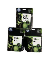 Lot of 3 Genuine HP 934XL Black Ink Cartridges OEM Warranty Ended 06/2020 picture