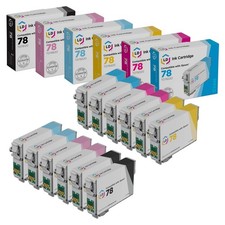LD T078 Black and Color Ink Cartridges Set of 12 for Epson T078 #78  RX580 RX595 picture