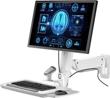 MED02 Medical Wall Mount Workstation With Folding Keyboard Tray | Large Sliding  picture
