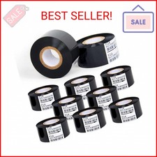 10 Rolls Black Resin Thermal Transfer Ribbon, 30mm x 100m — Hot Stamp Date & Bat picture