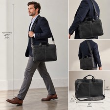 Vintage Wilsons Leather Briefcase Messenger Bag Y2K Black Genuine Leather 08120 picture