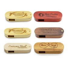 Lot 10PCS 1/2/4/8/16GB Swivel Engraved Wood USB Flash Drive Memory Custom Logo picture