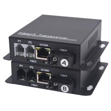 Wekuant 2-Port RJ11 Telephone Ethernet Over Fiber Converter Pair SM 20KM SC Kit picture