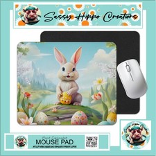 Mouse Pad Easter Bunny Eggs Spring Flowers Anti Slip Back Easy Clean Durable picture