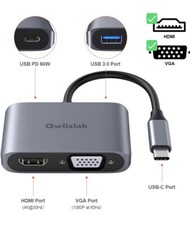 Qwiizlab 4in1 Type C To  4kHDMI VGA 3.0 USB C PD HUB picture