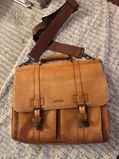 Vtg Kenneth Cole New York Leather Messenger Madmen Crossbody Bag Briefcase picture