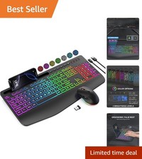 Rechargeable Wireless Keyboard & Mouse with Ergonomic Design - Silent Operation picture