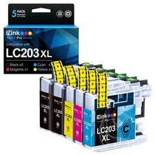 E Z Ink Pro LC203XL Ink Cartridges 5 Pack Compatible with Brother Printers picture