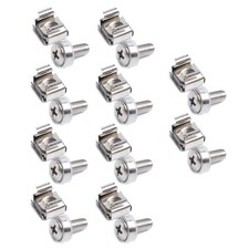 10Pcs Metal Nickel Plated Square Hole Cage Nuts & Screws For Server Rack Cabinet picture