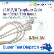 6P2C RJ11 Modular Plug Telephone ADSL Cord Cable Reinforced Thin Round 0.5m-6m picture