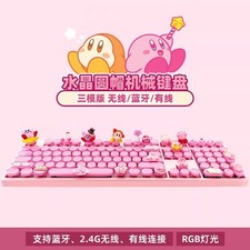 Game Kirby Bluetooth Mechanical Keyboard Round Keycaps 108 keys RGB Light New picture