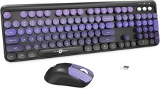 Wireless Keyboard and Mouse Combo - 2.4G Full-Sized Cute Colorful Mouse and K... picture
