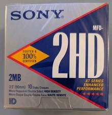 Sony MFD 2HD XT Series 3.5 Floppy Disks 10 Pack 2MB Sealed New Old Stock 10MFD2H picture