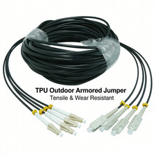 30M Outdoor LC-SC UPC MM 4 Strand Armored Fiber Cable Field TPU Optic Patch Cord picture