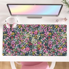 31.5x15.7 Inch Floral Large Mouse Pad Waterproof Faux Leather Desk Mat Office picture
