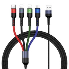 USAMS Multi Charging Cable 2Pack 4FT Cords for 4ft, Multicolored picture