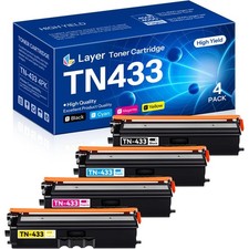 High Yield Toner Cartridges Compatible TN433BK TN433C TN433M TN433Y - 4 Pack for picture