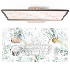 PU Leather Large Mouse Pad 31.5x15.7 Inch Eucalyptus Leaf Waterproof Non Slip picture