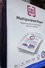 TRU RED 8.5 X 11 Multipurpose Paper, 20 Lbs., 96 Brightness, LOT OF 2 REAMS new picture