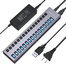 ACASIS 16-Port USB 3.1 Hub 10Gbps with On/Off Switches and Power Adapter picture