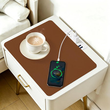 PU Leather Desk Protector/Nightstand Mat, 13.8X10.8 in Brown picture