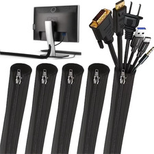 1/2/4PCS Flexible Cable Management Sleeve with Zipper Cord Organizer Wrap US picture