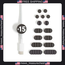 Silicone Cable Organizer Clips Set of 15 for Desk, Home, Travel, Black picture